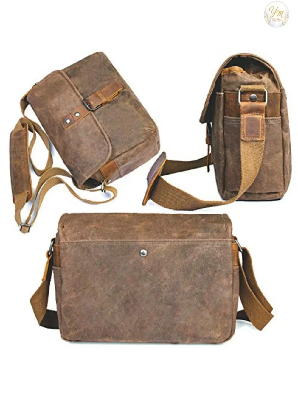 Wax Canvas DSLR Camera Messenger Bag with Interior Padding